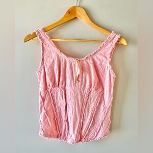VTG Baby Pink Eyelet Corset Top Size Small with Boning -Coquette Girl Going Out